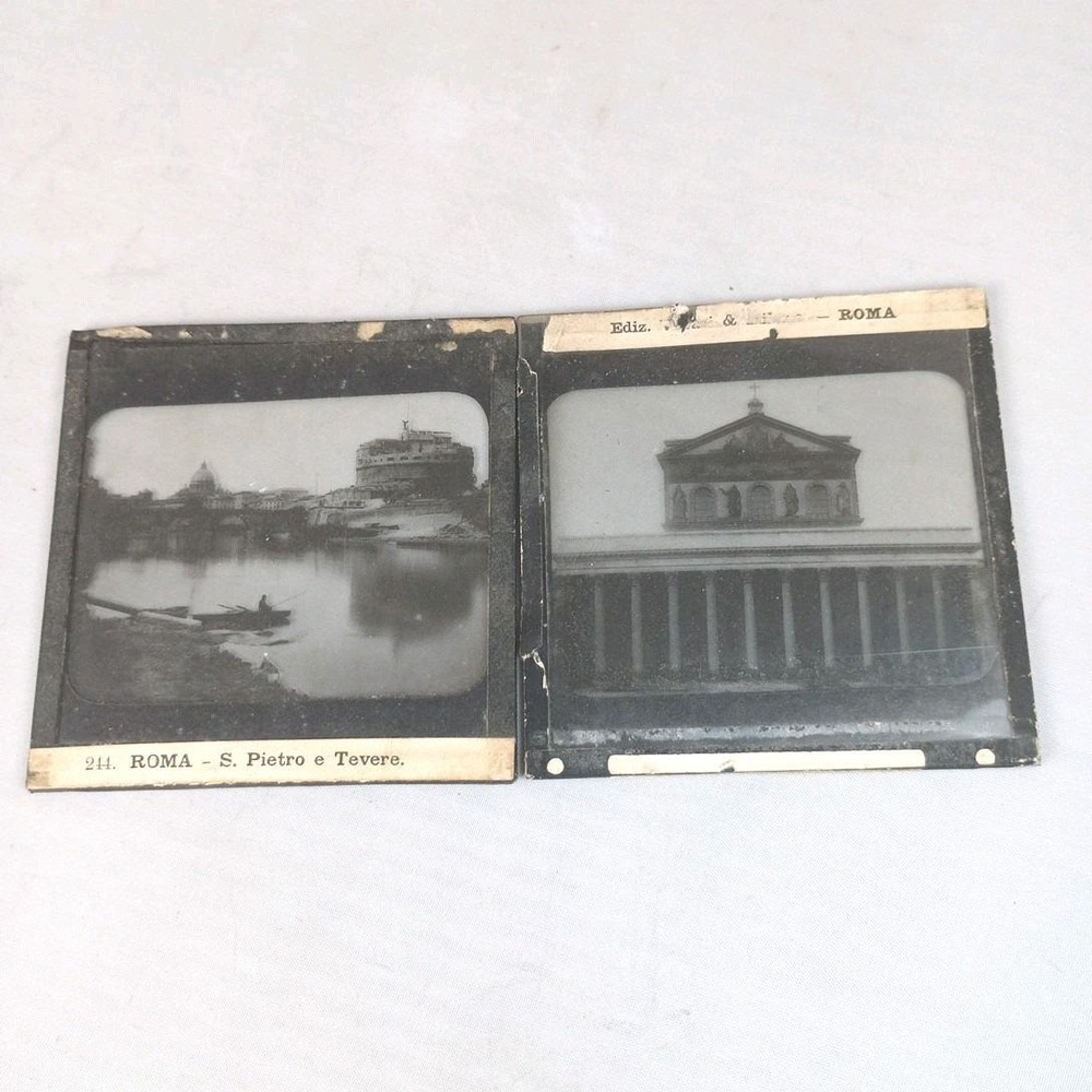 Lot Of 2 Vintage Magic Lantern Glass Slide Photo Rome